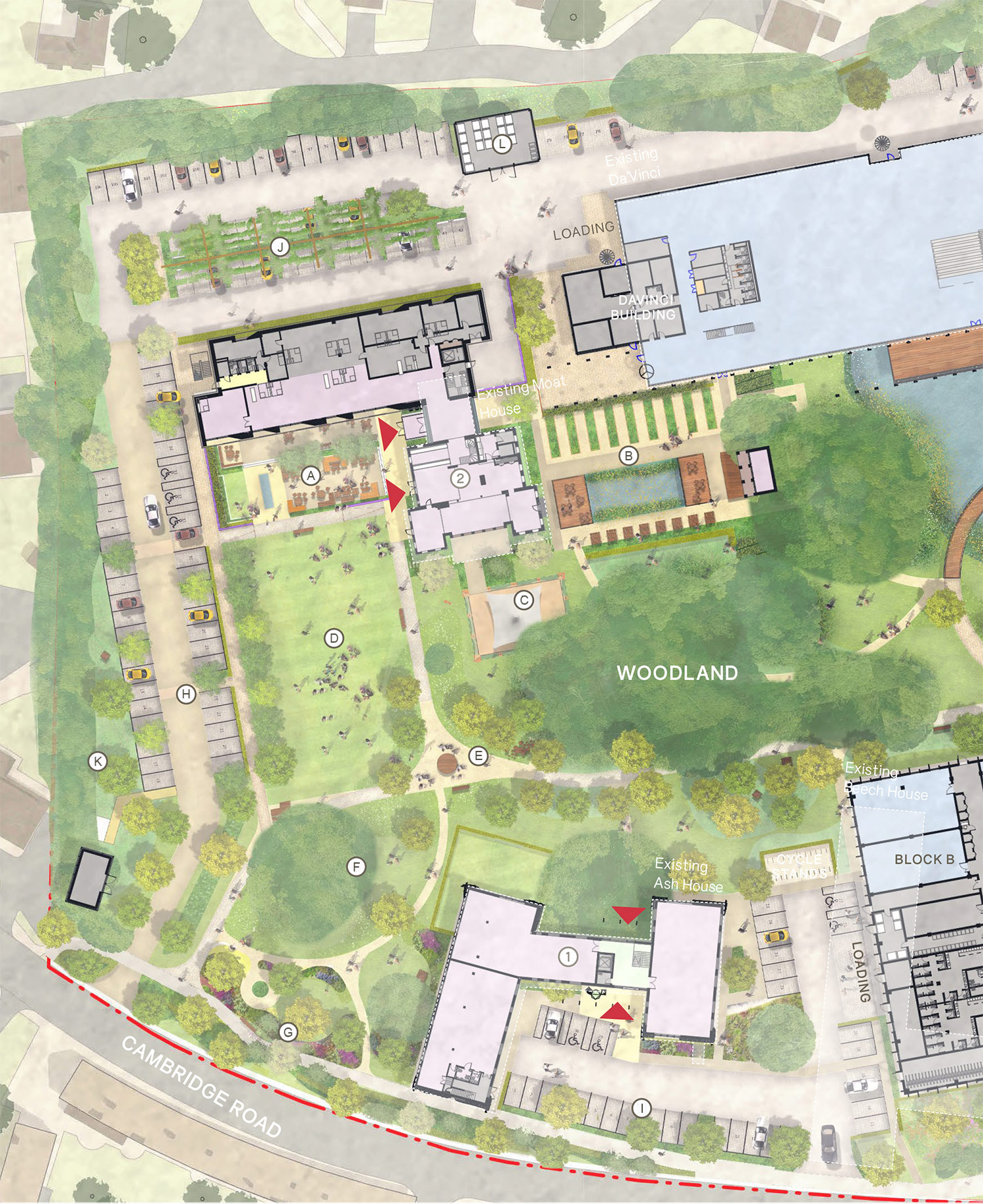 Melbourn Village Green & Moat House Courtyards plan